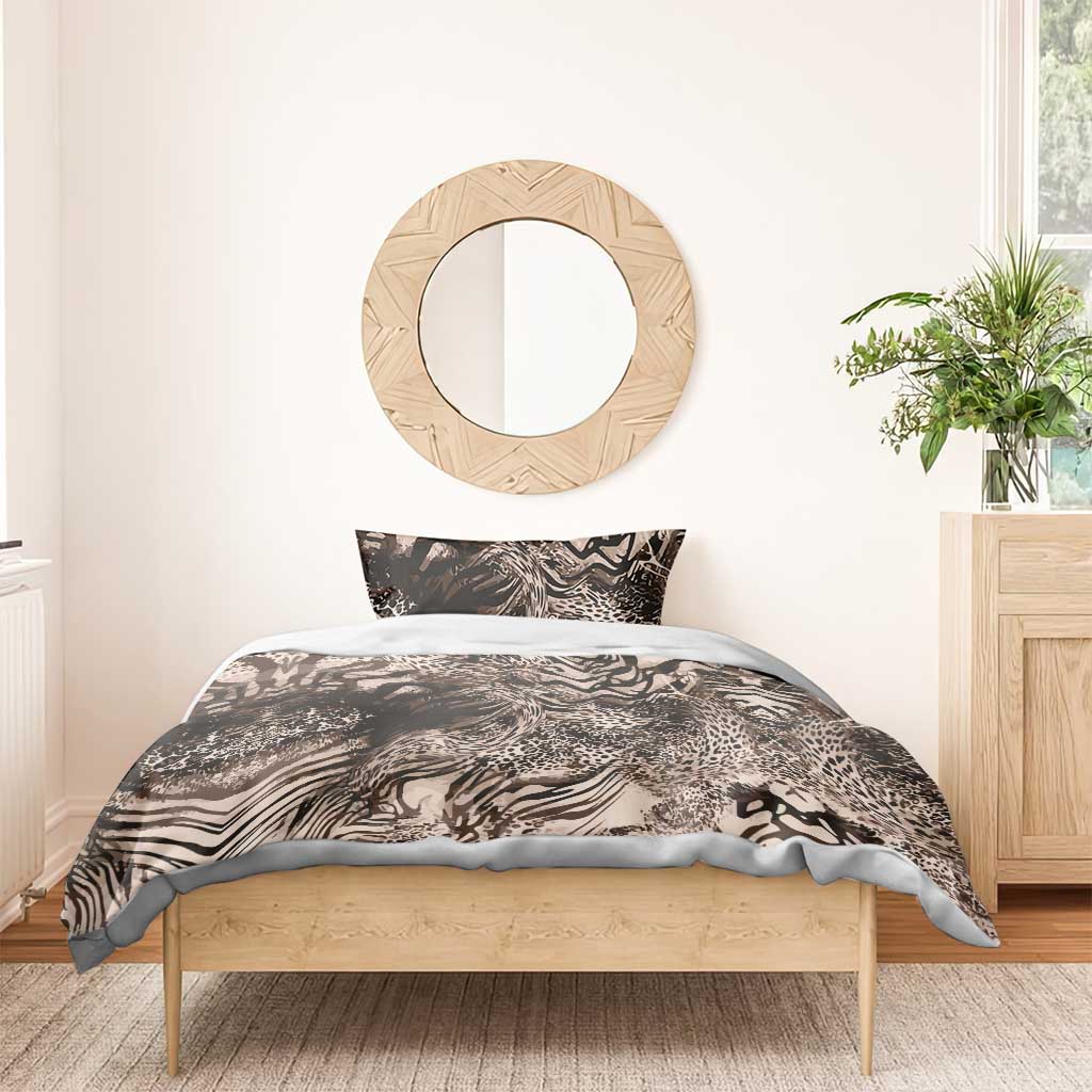 African Safari Zebra Leopard Swirl Pattern Bedding Set