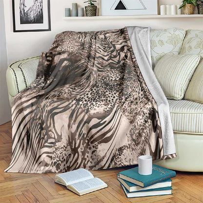 African Safari Zebra Leopard Swirl Pattern Blanket