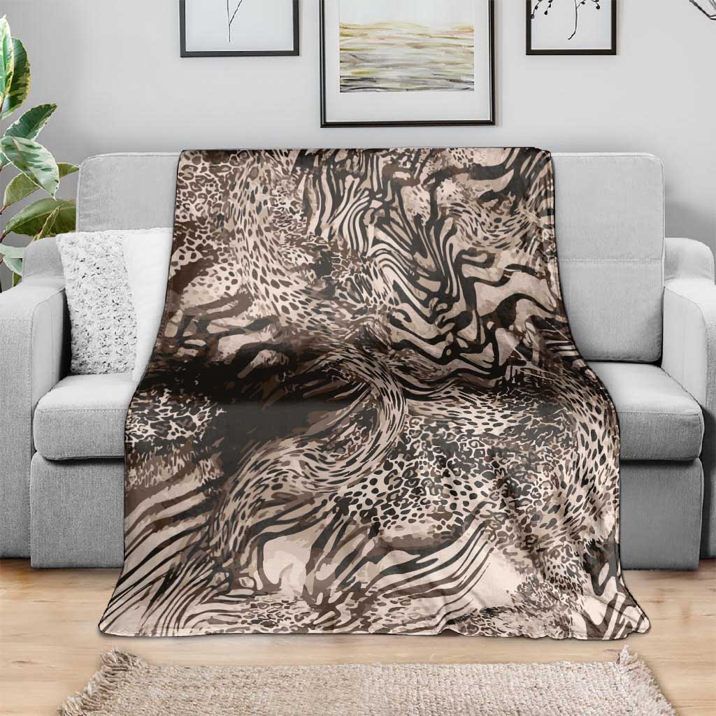African Safari Zebra Leopard Swirl Pattern Blanket