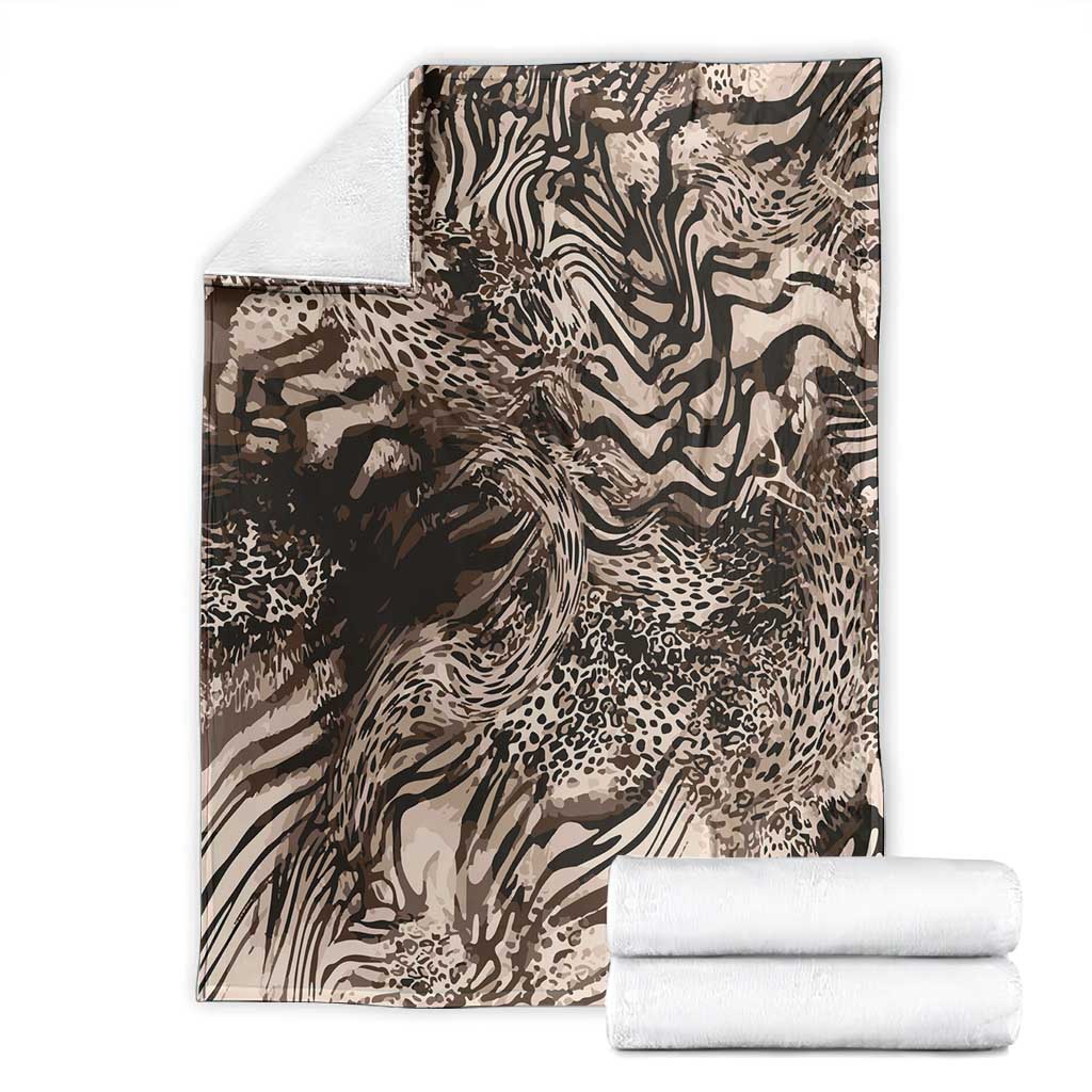 African Safari Zebra Leopard Swirl Pattern Blanket
