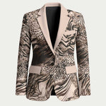 African Safari Zebra Leopard Swirl Pattern Blazer