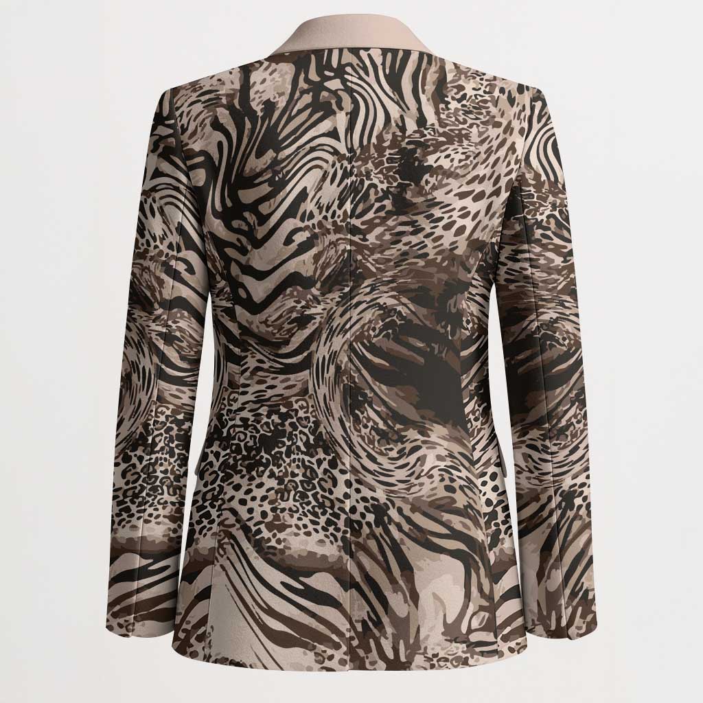African Safari Zebra Leopard Swirl Pattern Blazer