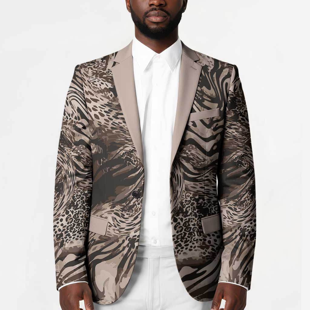 African Safari Zebra Leopard Swirl Pattern Blazer
