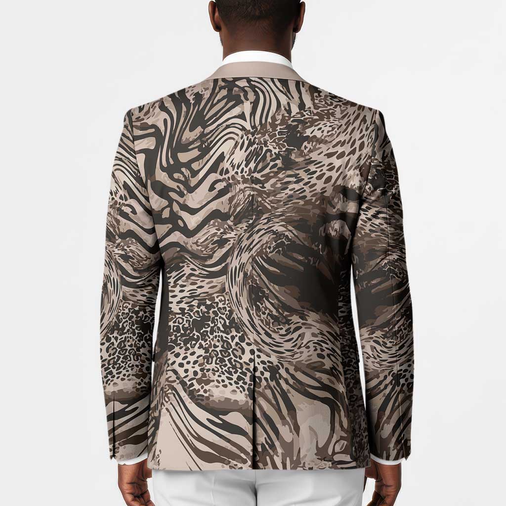 African Safari Zebra Leopard Swirl Pattern Blazer