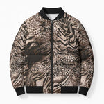 African Safari Zebra Leopard Swirl Pattern Bomber Puffer Jacket