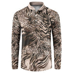 African Safari Zebra Leopard Swirl Pattern Button Sweatshirt