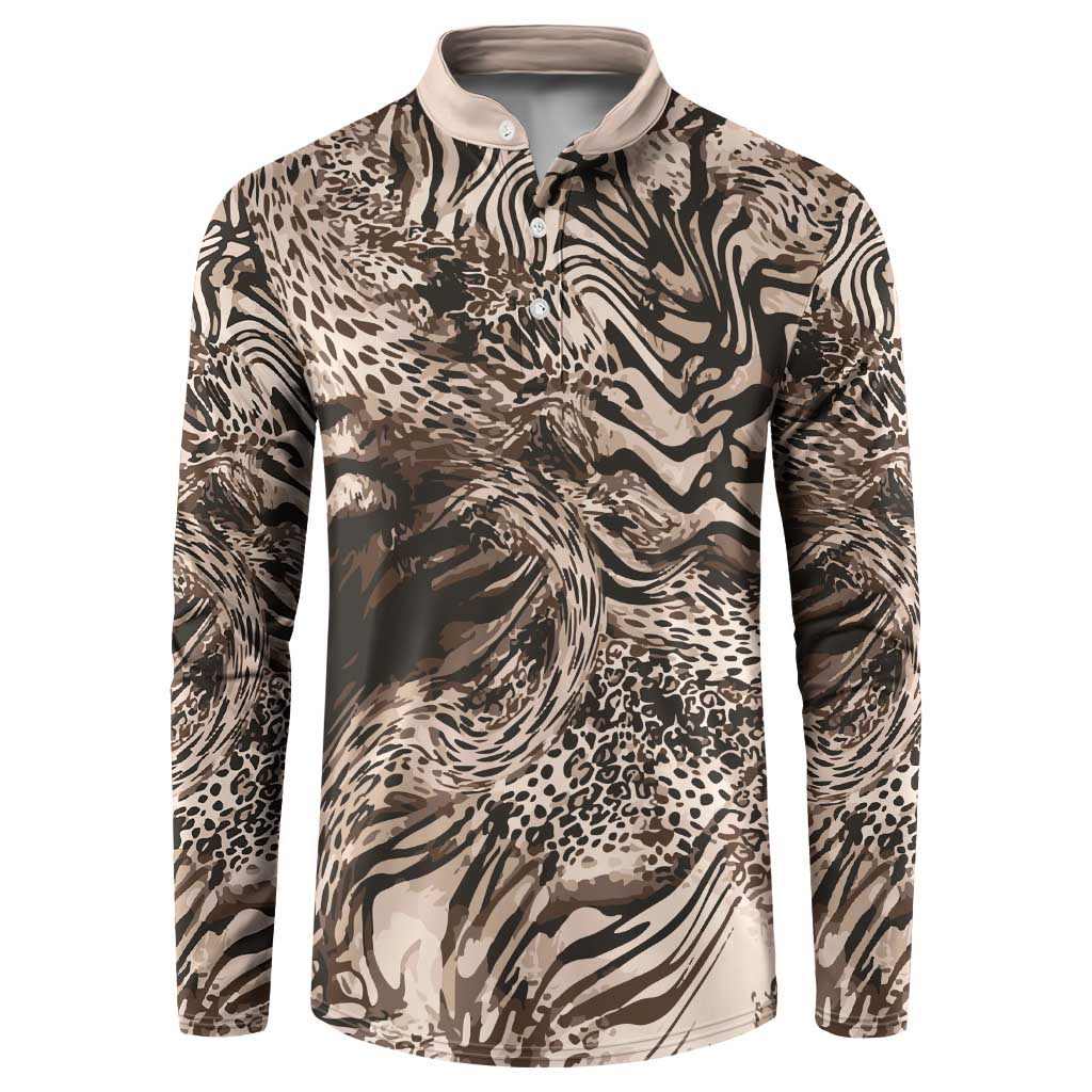 African Safari Zebra Leopard Swirl Pattern Button Sweatshirt