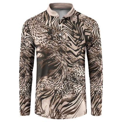 African Safari Zebra Leopard Swirl Pattern Button Sweatshirt