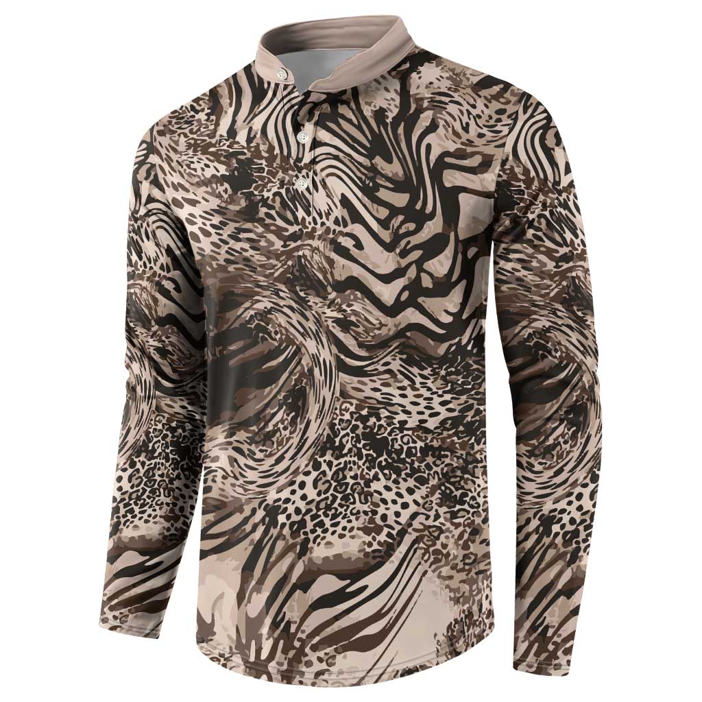 African Safari Zebra Leopard Swirl Pattern Button Sweatshirt