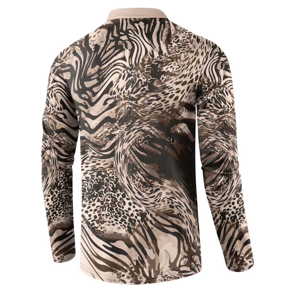 African Safari Zebra Leopard Swirl Pattern Button Sweatshirt