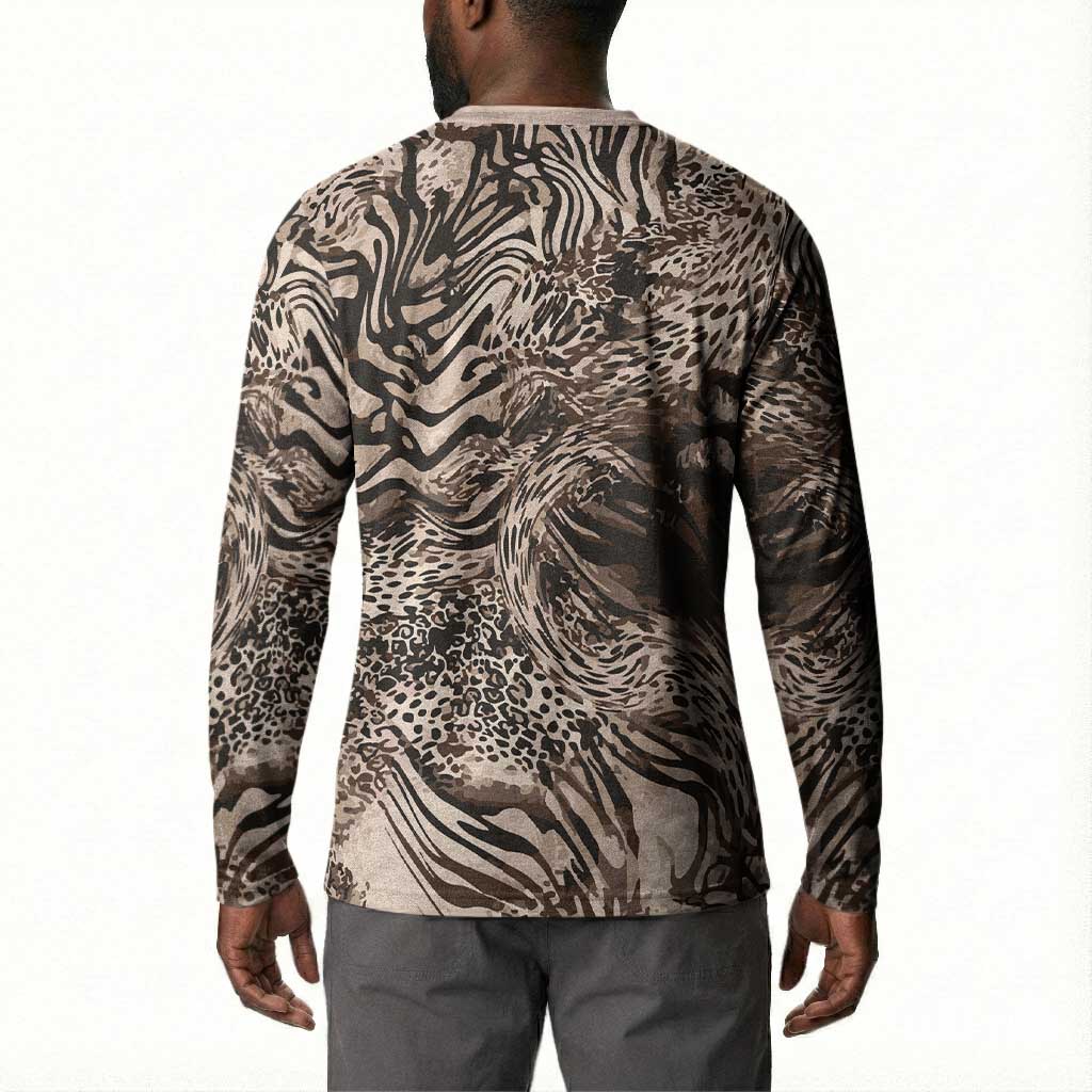 African Safari Zebra Leopard Swirl Pattern Button Sweatshirt