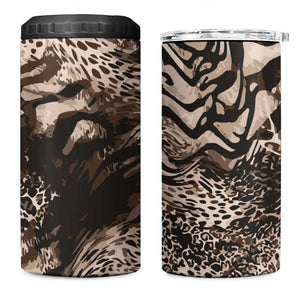 African Safari Zebra Leopard Swirl Pattern 4 in 1 Can Cooler Tumbler