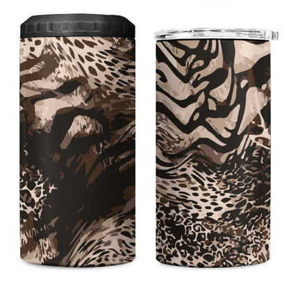 African Safari Zebra Leopard Swirl Pattern 4 in 1 Can Cooler Tumbler