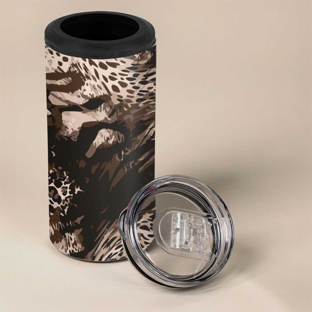 African Safari Zebra Leopard Swirl Pattern 4 in 1 Can Cooler Tumbler