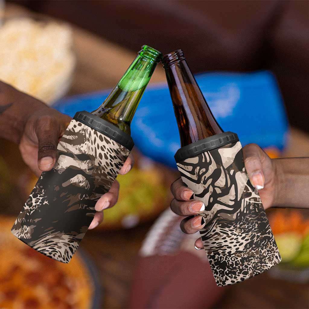African Safari Zebra Leopard Swirl Pattern 4 in 1 Can Cooler Tumbler