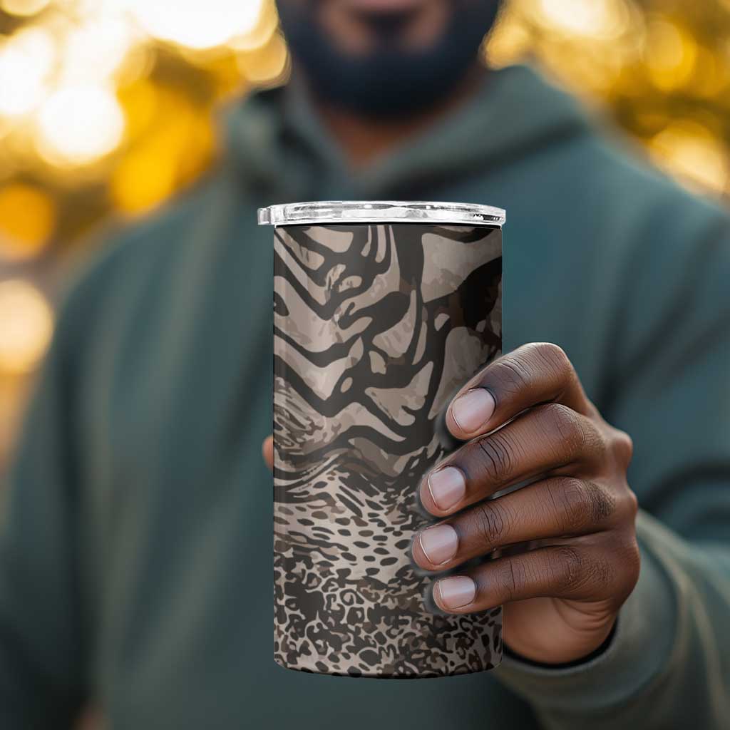 African Safari Zebra Leopard Swirl Pattern 4 in 1 Can Cooler Tumbler