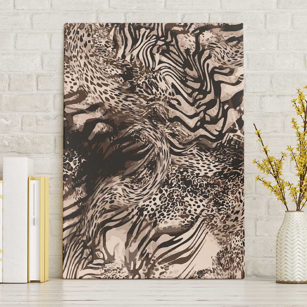 African Safari Zebra Leopard Swirl Pattern Canvas Wall Art