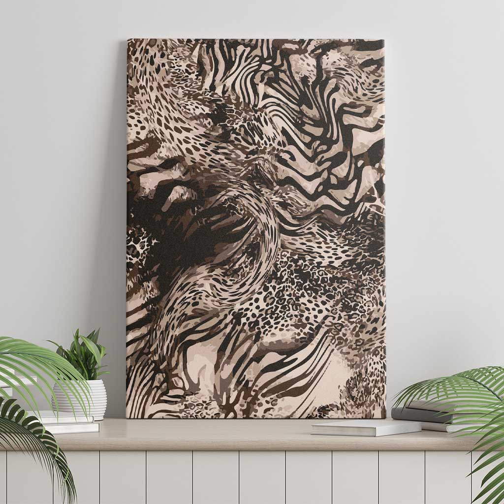 African Safari Zebra Leopard Swirl Pattern Canvas Wall Art
