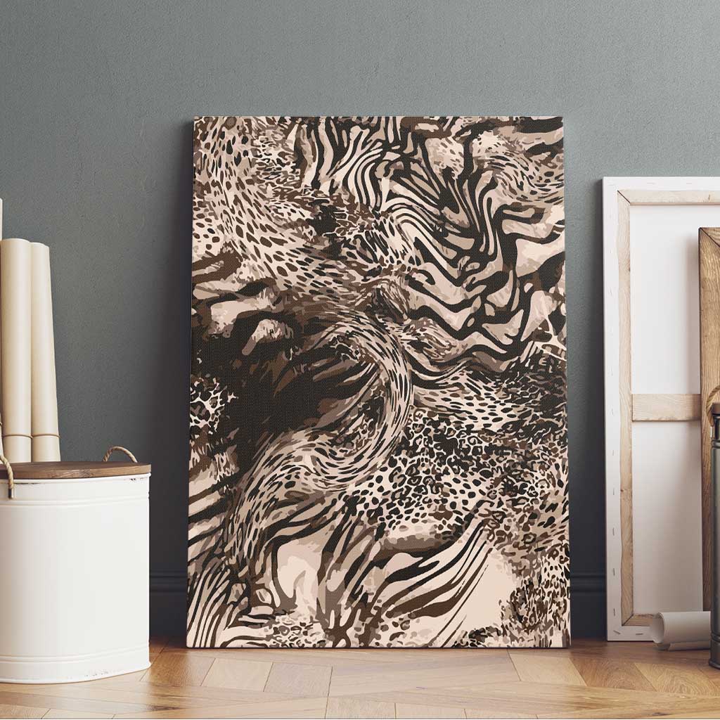 African Safari Zebra Leopard Swirl Pattern Canvas Wall Art