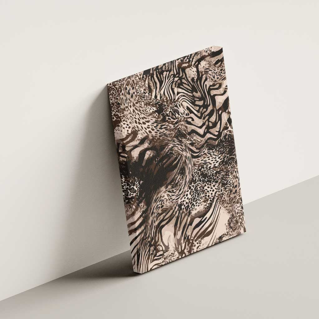 African Safari Zebra Leopard Swirl Pattern Canvas Wall Art