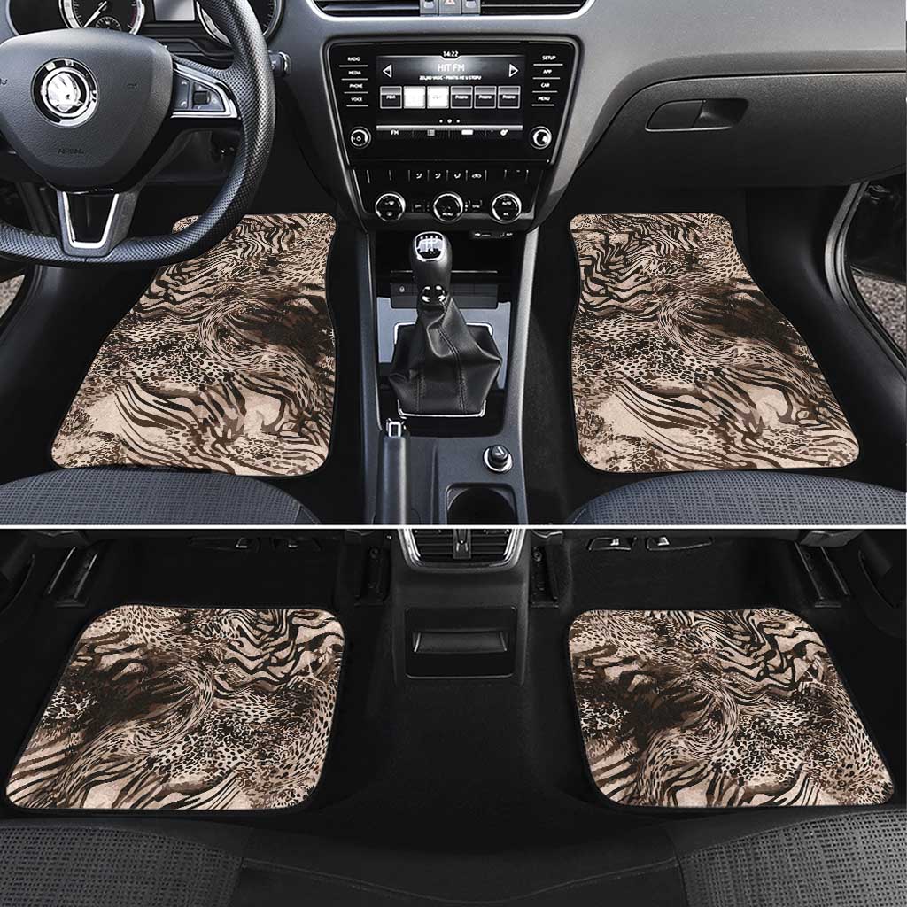 African Safari Zebra Leopard Swirl Pattern Car Mats