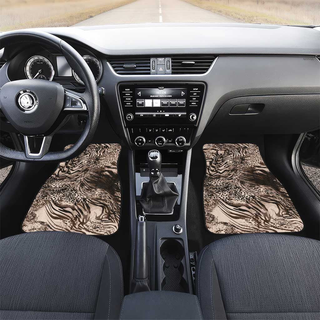 African Safari Zebra Leopard Swirl Pattern Car Mats