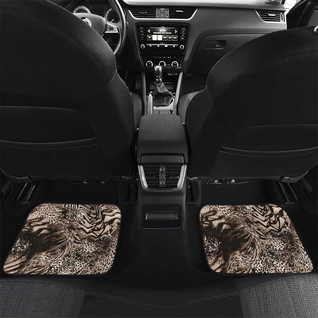 African Safari Zebra Leopard Swirl Pattern Car Mats