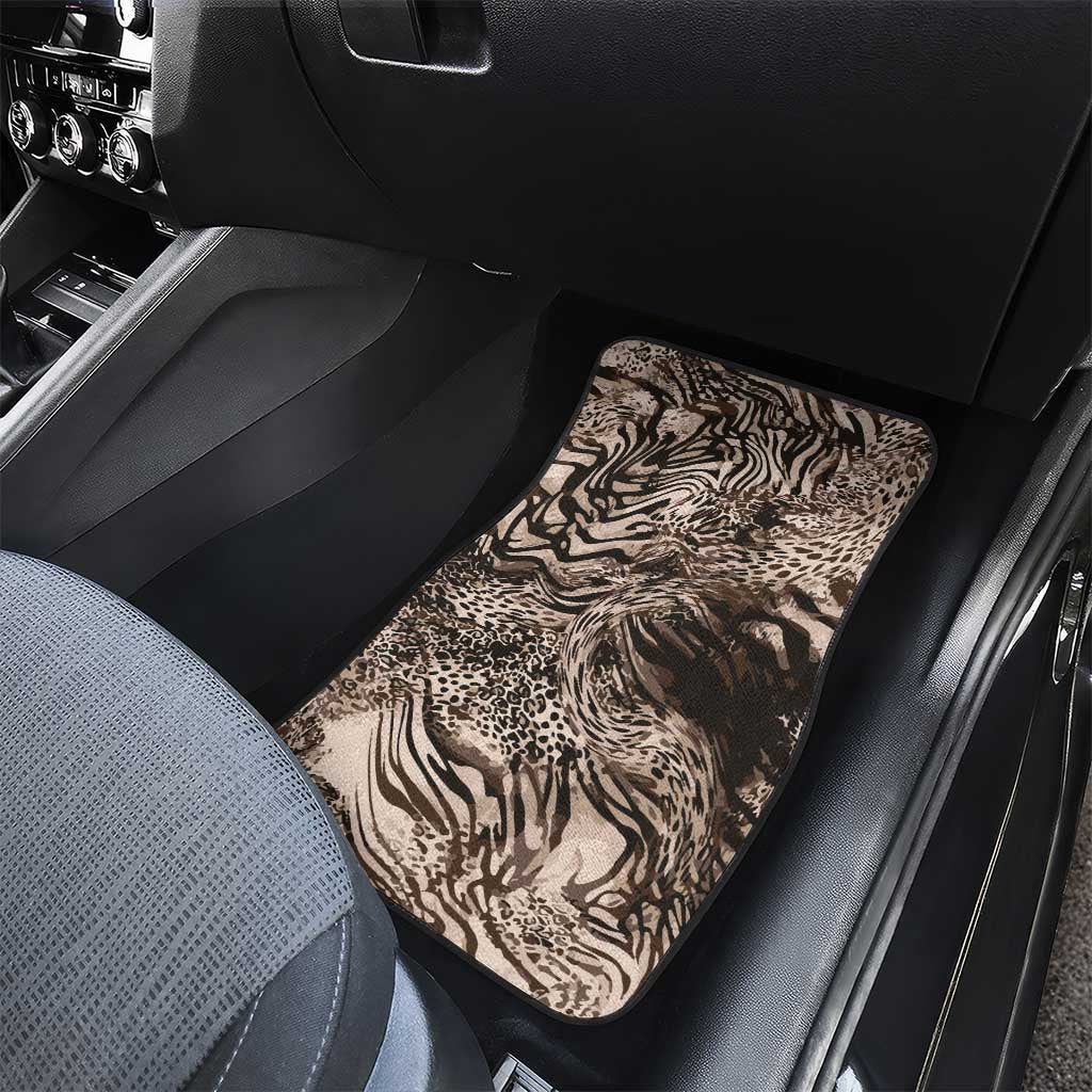 African Safari Zebra Leopard Swirl Pattern Car Mats