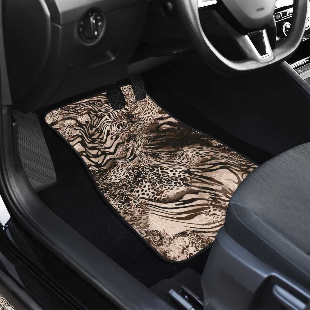 African Safari Zebra Leopard Swirl Pattern Car Mats
