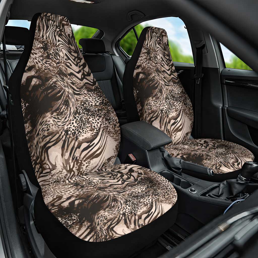African Safari Zebra Leopard Swirl Pattern Car Seat Cover