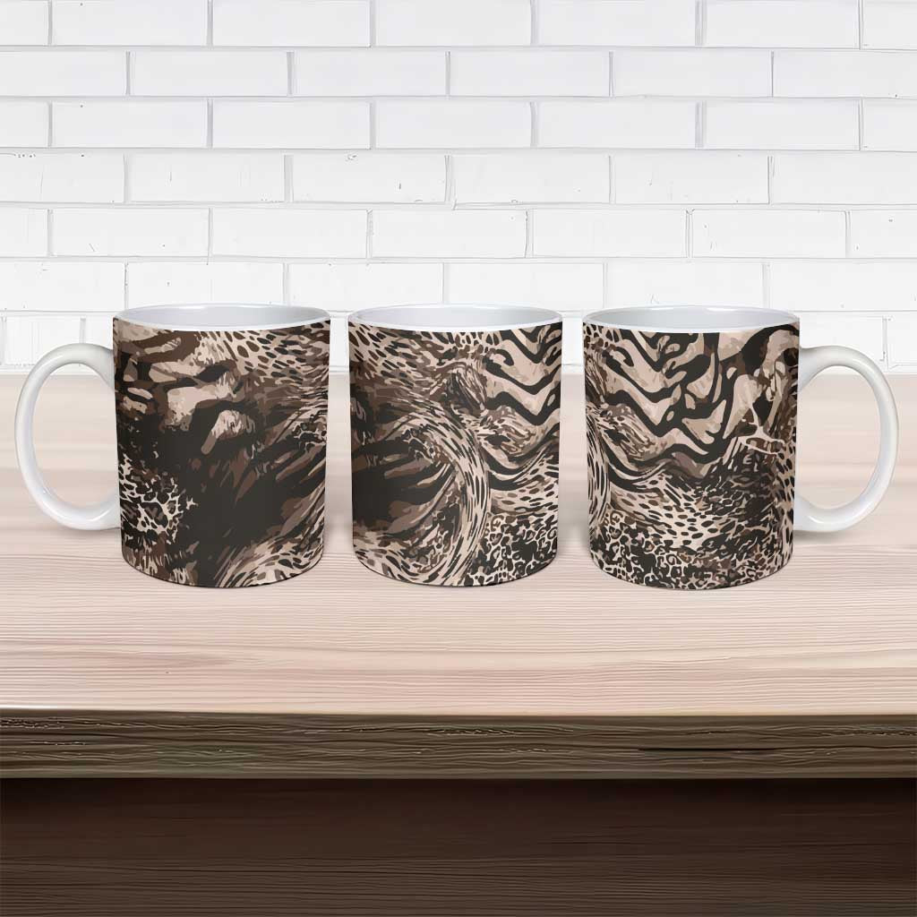 African Safari Zebra Leopard Swirl Pattern Ceramic Mug