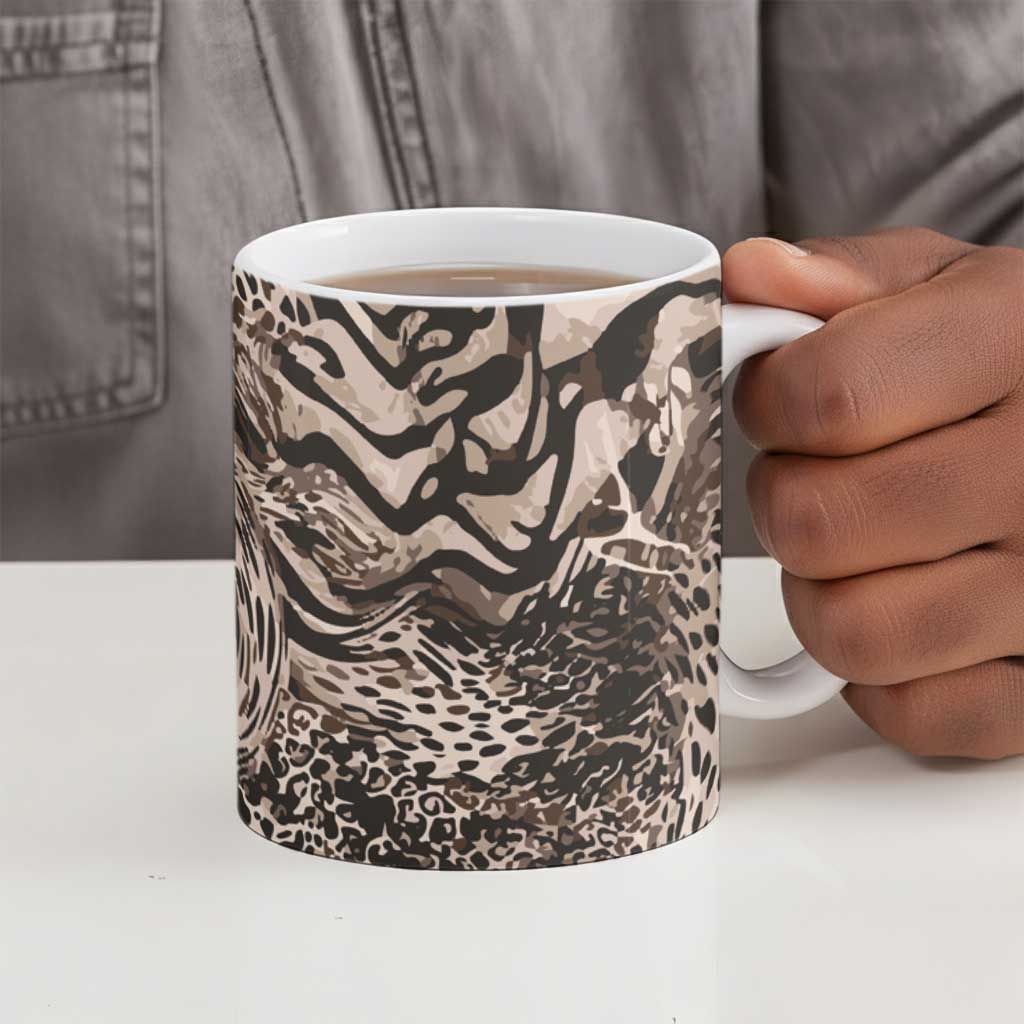 African Safari Zebra Leopard Swirl Pattern Ceramic Mug