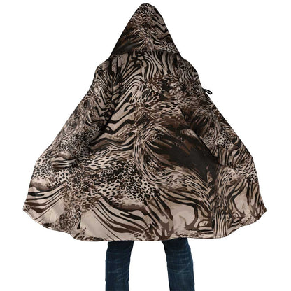 African Safari Zebra Leopard Swirl Pattern Cloak