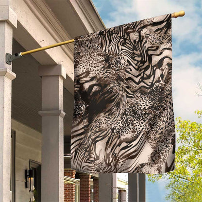 African Safari Zebra Leopard Swirl Pattern Garden Flag