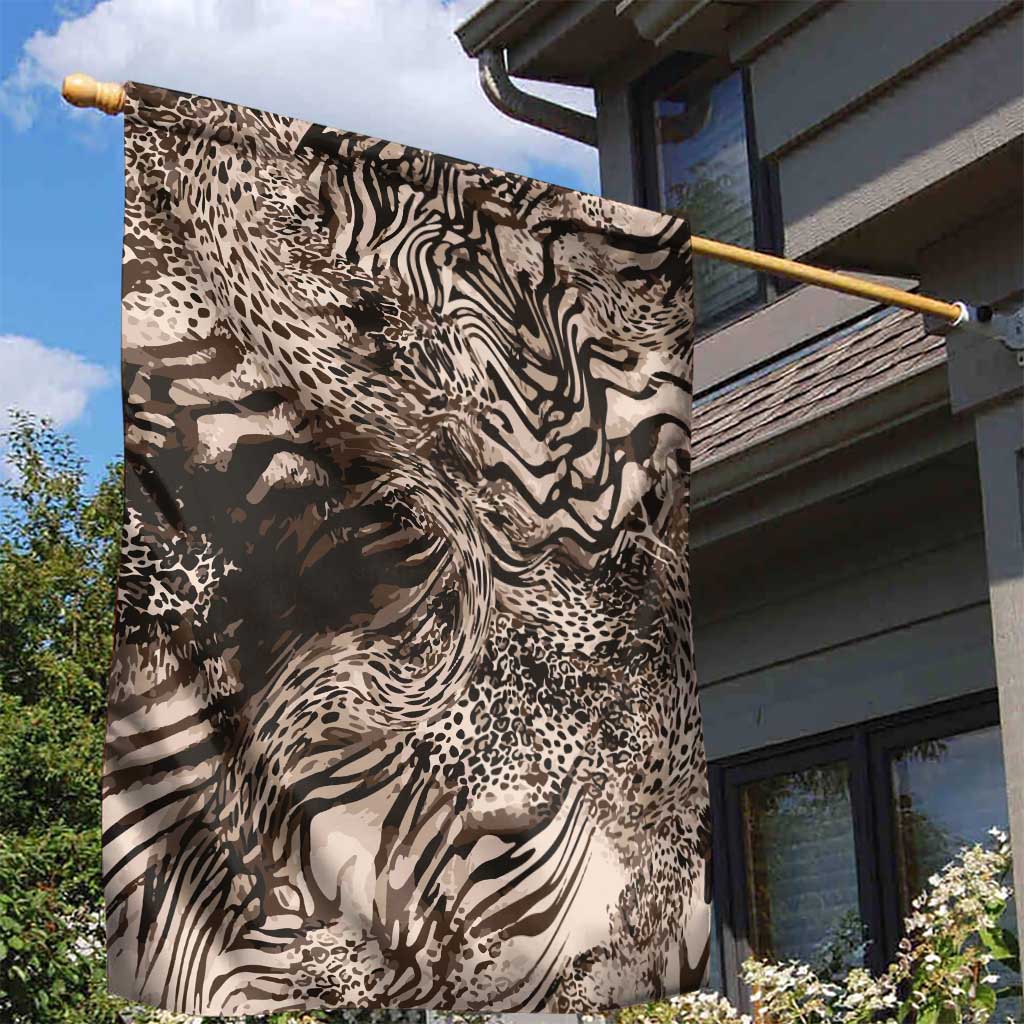 African Safari Zebra Leopard Swirl Pattern Garden Flag