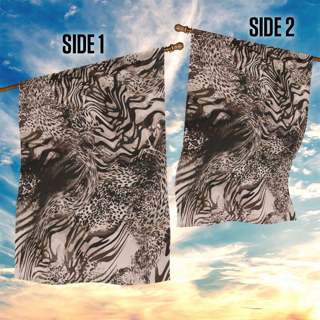 African Safari Zebra Leopard Swirl Pattern Garden Flag