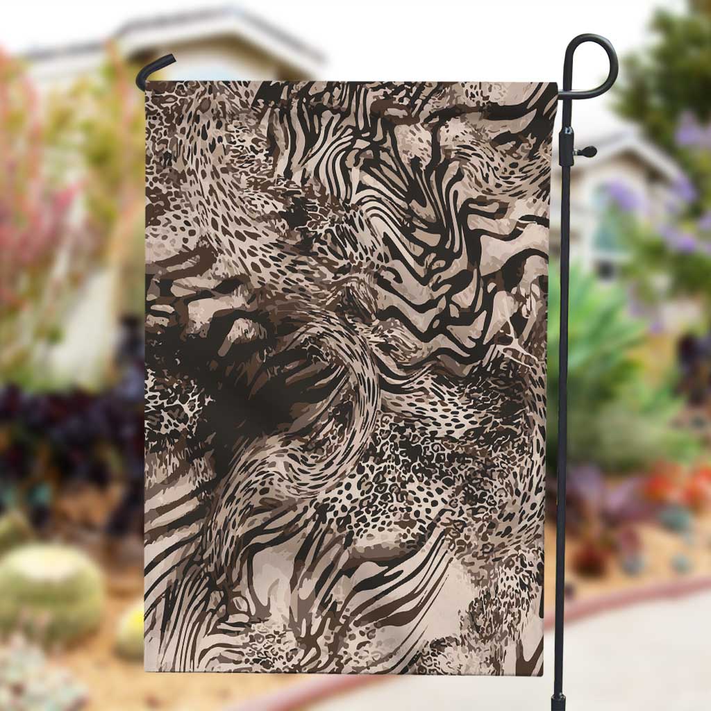 African Safari Zebra Leopard Swirl Pattern Garden Flag