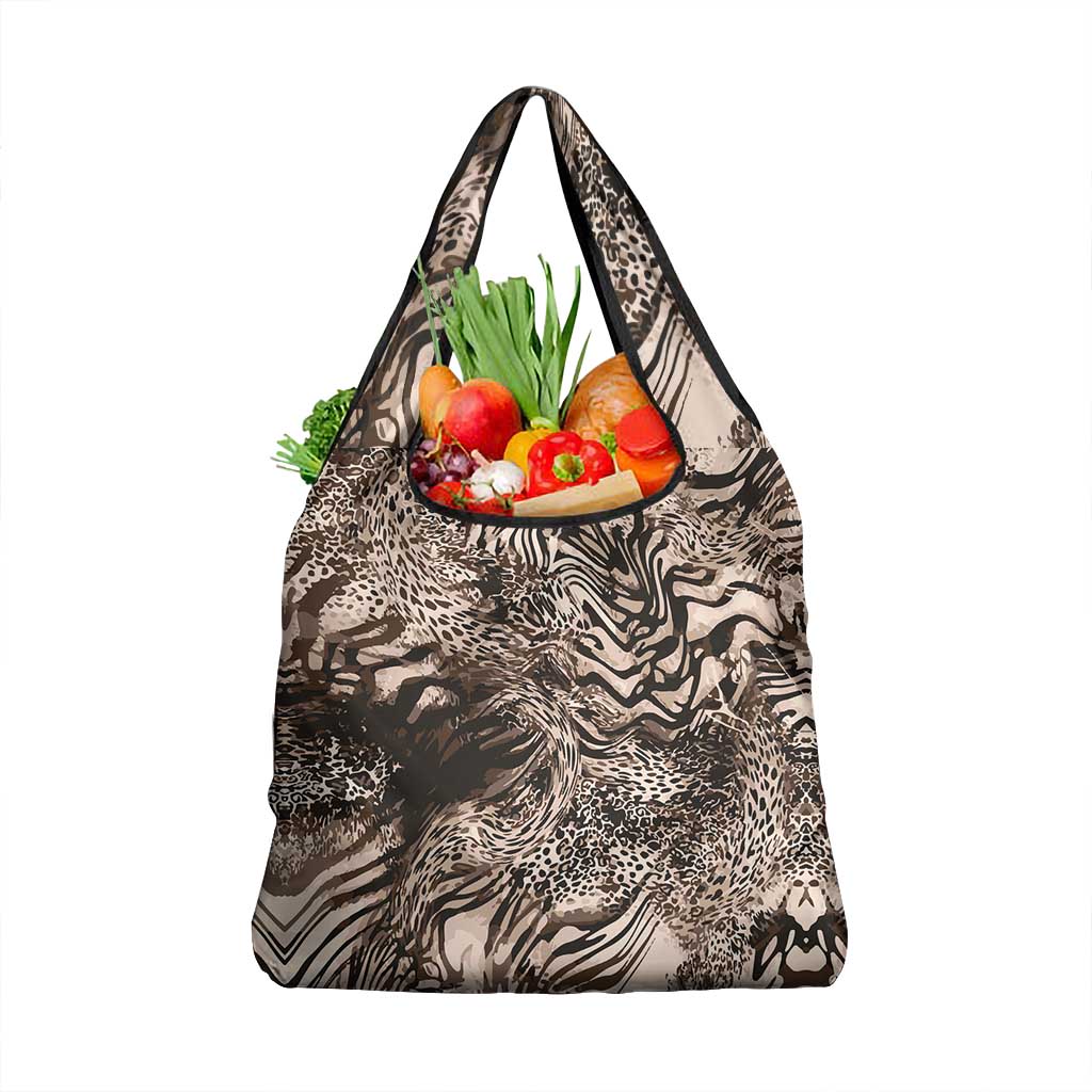 African Safari Zebra Leopard Swirl Pattern Grocery Bag