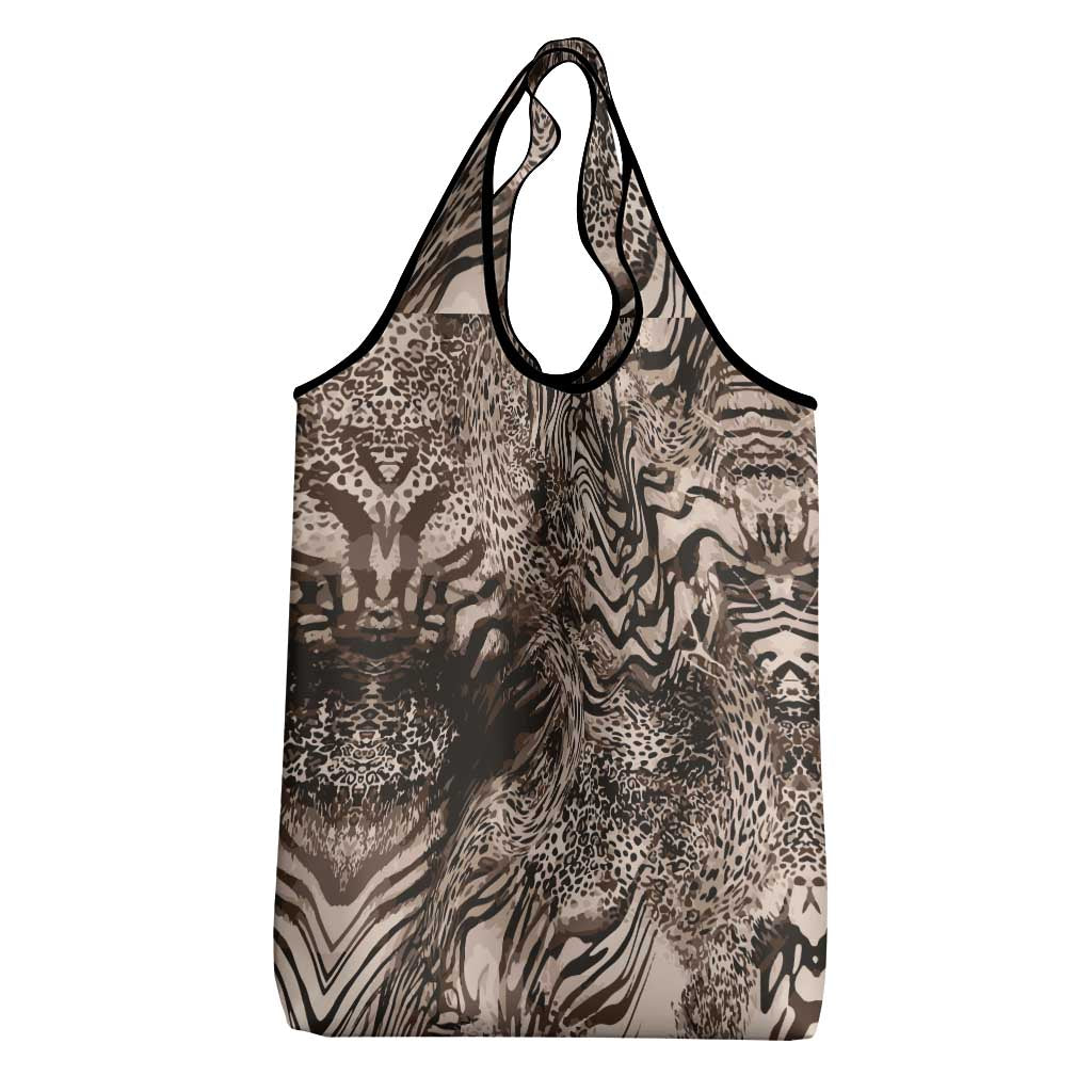 African Safari Zebra Leopard Swirl Pattern Grocery Bag