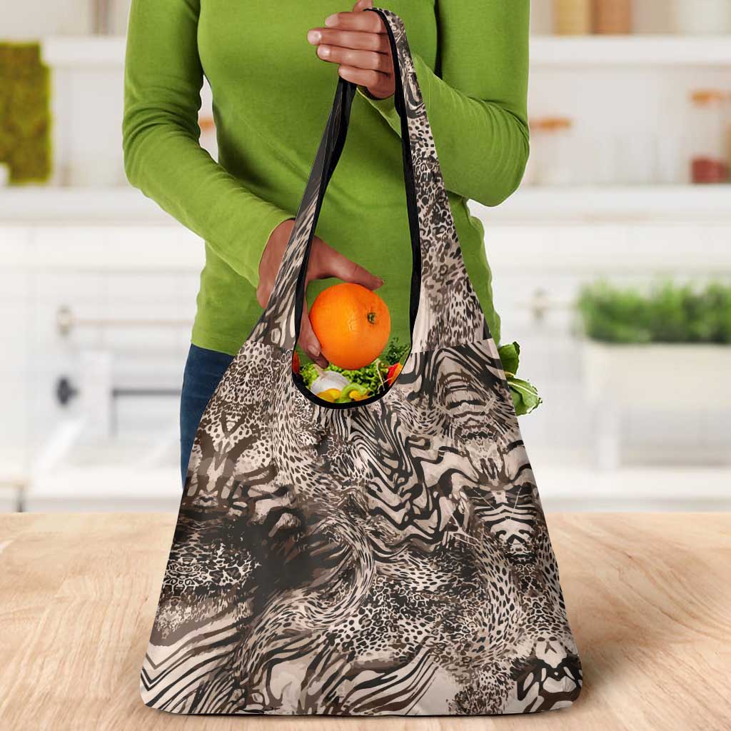 African Safari Zebra Leopard Swirl Pattern Grocery Bag