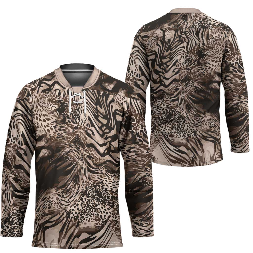 African Safari Zebra Leopard Swirl Pattern Hockey Jersey