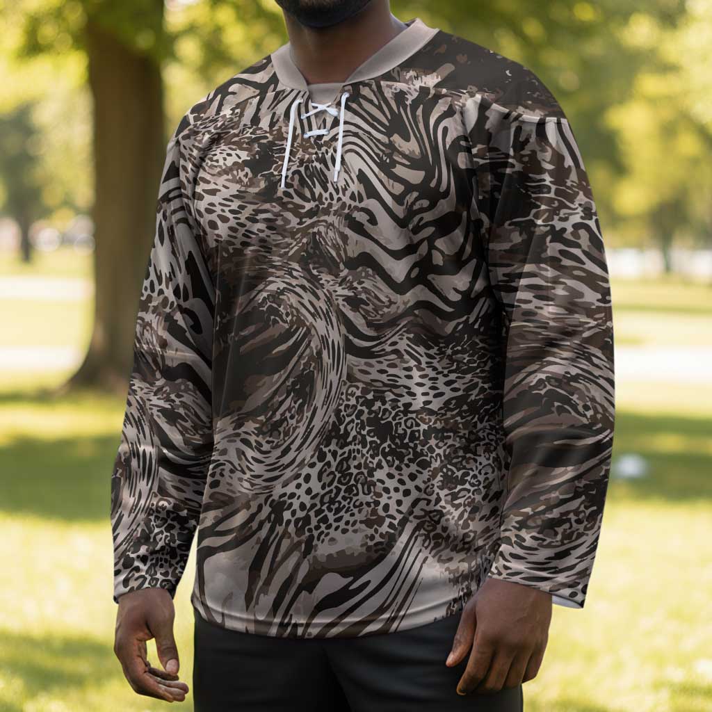 African Safari Zebra Leopard Swirl Pattern Hockey Jersey