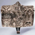 African Safari Zebra Leopard Swirl Pattern Hooded Blanket