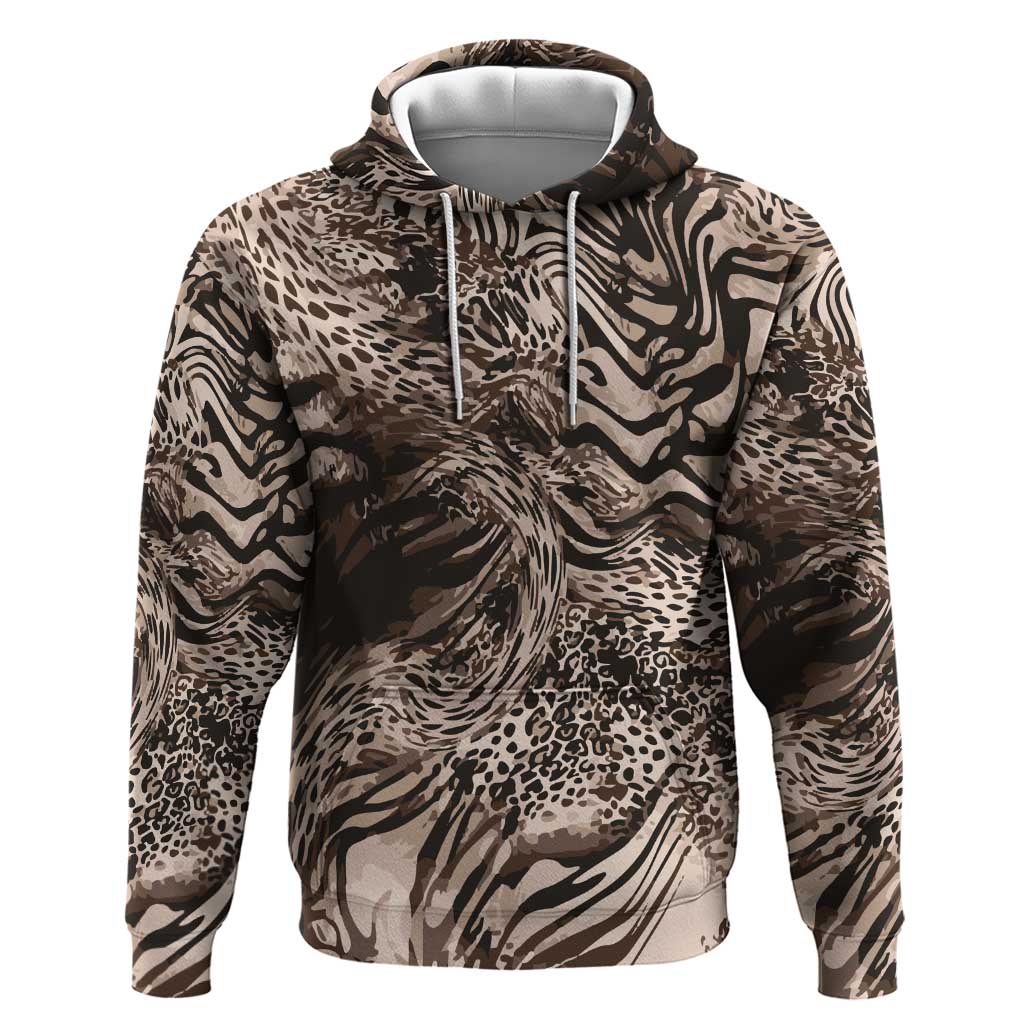 African Safari Zebra Leopard Swirl Pattern Hoodie
