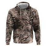 African Safari Zebra Leopard Swirl Pattern Hoodie