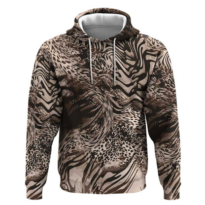 African Safari Zebra Leopard Swirl Pattern Hoodie