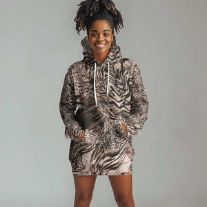 African Safari Zebra Leopard Swirl Pattern Hoodie Dress