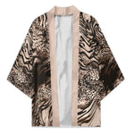 African Safari Zebra Leopard Swirl Pattern Kimono