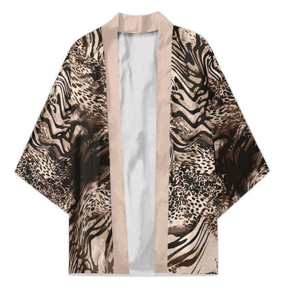 African Safari Zebra Leopard Swirl Pattern Kimono