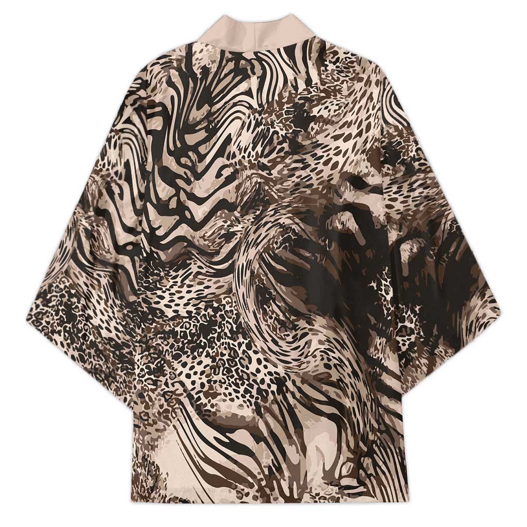 African Safari Zebra Leopard Swirl Pattern Kimono